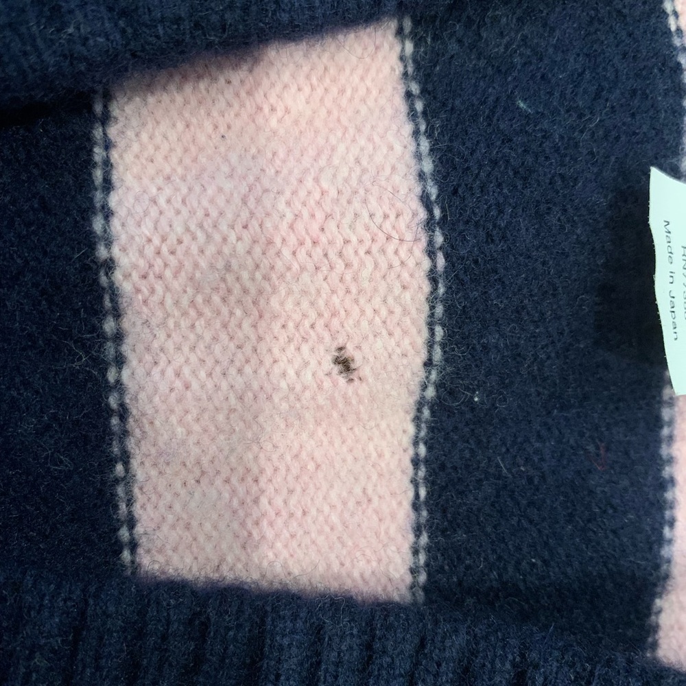 J.Crew Small pink and blue striped wool sweater. - Picture 3 of 4